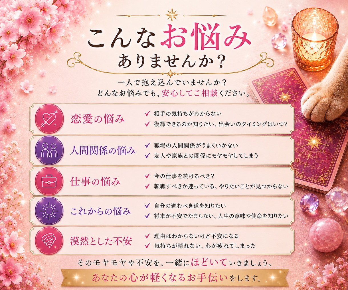お悩みを丁寧に読み解く「心ほどき鑑定」します 占い×心理カウンセリング絡まった気持ち一緒にほどいていきます イメージ2