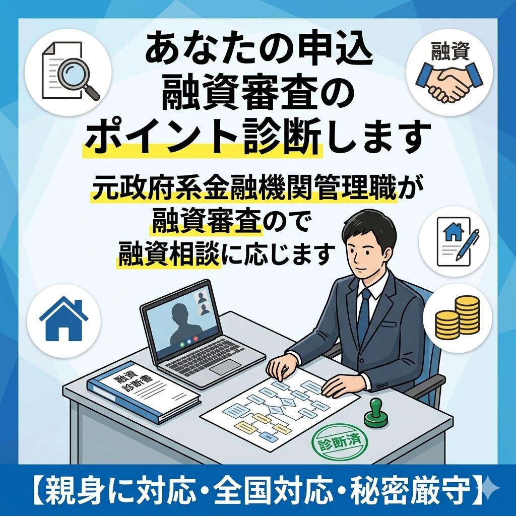 融資審査のポイント　あなたの申込を診断します 元政府系金融機関管理職が決裁者目線で融資相談に応じます イメージ1