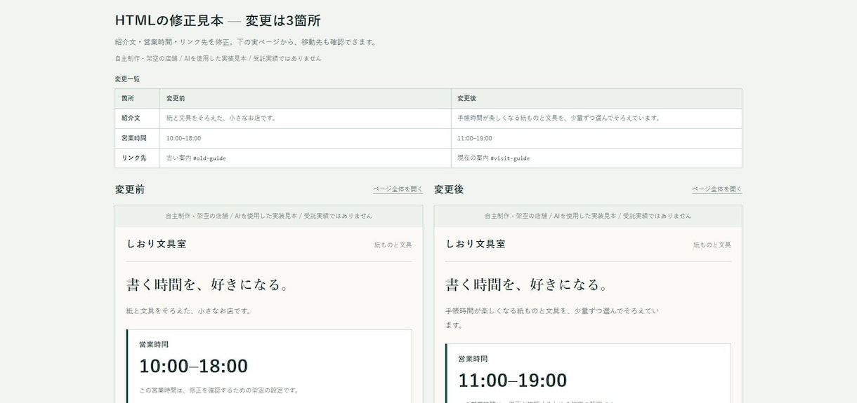 既存HTMLの文章やリンクを修正します 1ページ3箇所まで・修正ファイルと変更一覧を納品 イメージ2