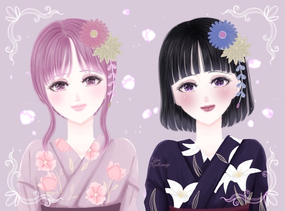 セミオーダー浴衣バストアップアイコン描きます 儚い・可愛い・色気のある和風アイコン／髪型・カラー変更OK イメージ1