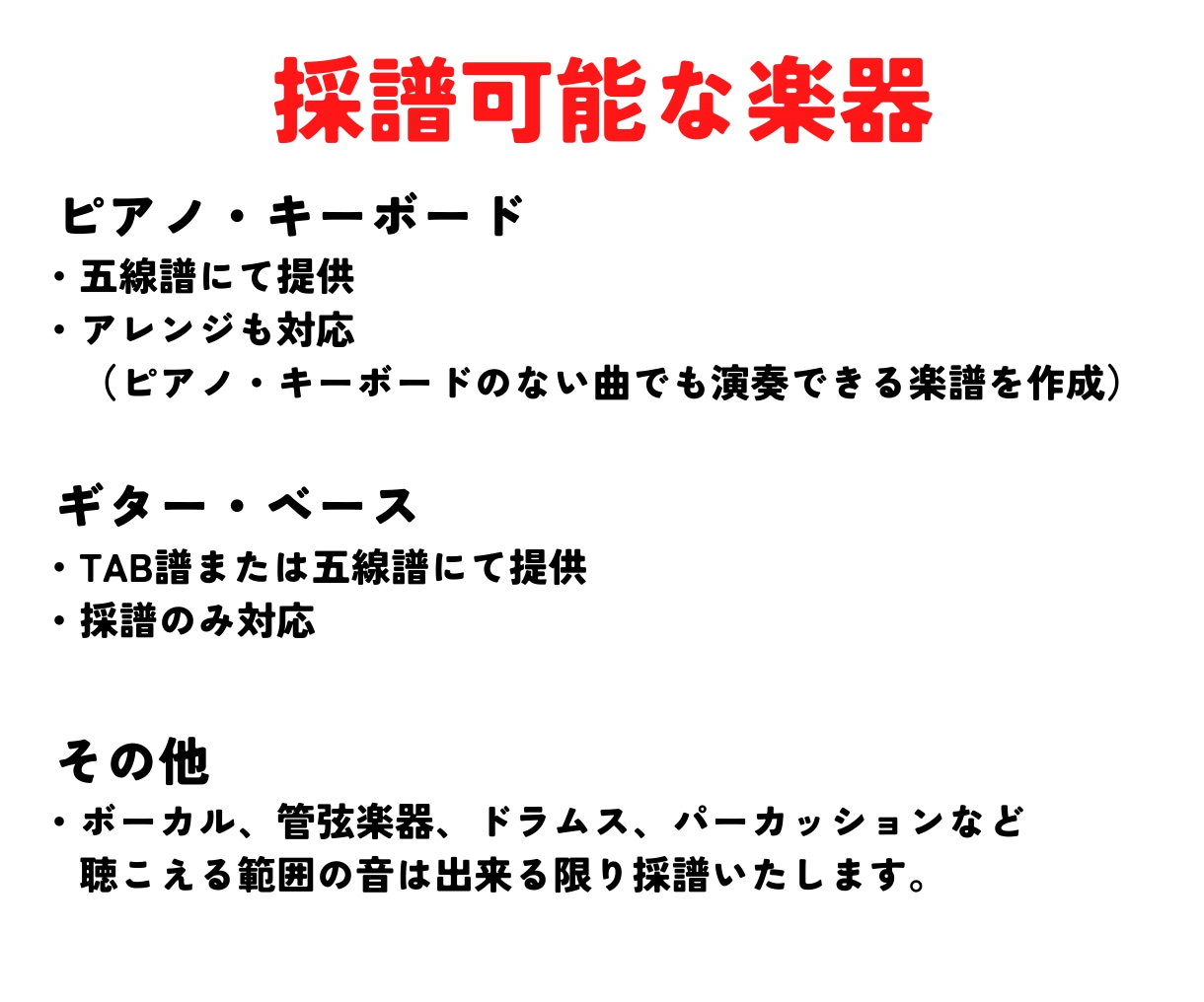 キーボード・ギター・ベース他　採譜いたします ピアノ・キーボードパートの楽譜が無い曲でもアレンジで作ります イメージ3