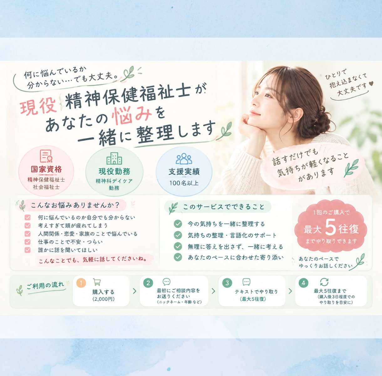 精神科デイケアの現役精神保健福祉士がお話聞きます あなたのそのお話、聞かせてもらえませんか？ イメージ2