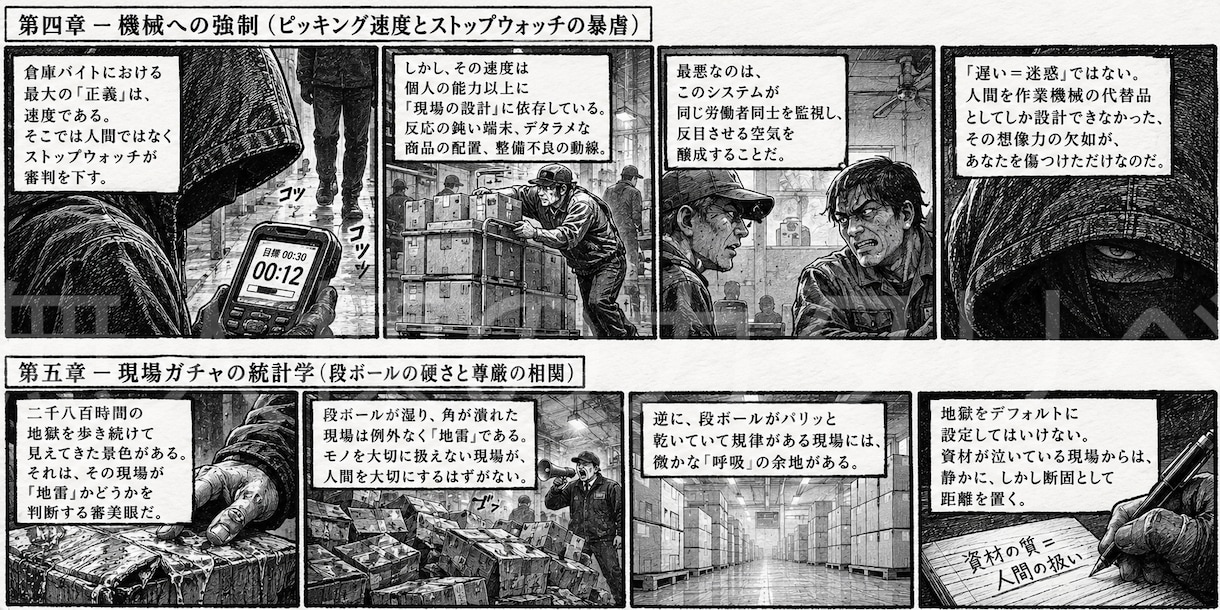 単発バイト倉庫での出来事をPDFにまとめています 漫画(40章・4コマ漫画)文字(48章・24000文字) イメージ4