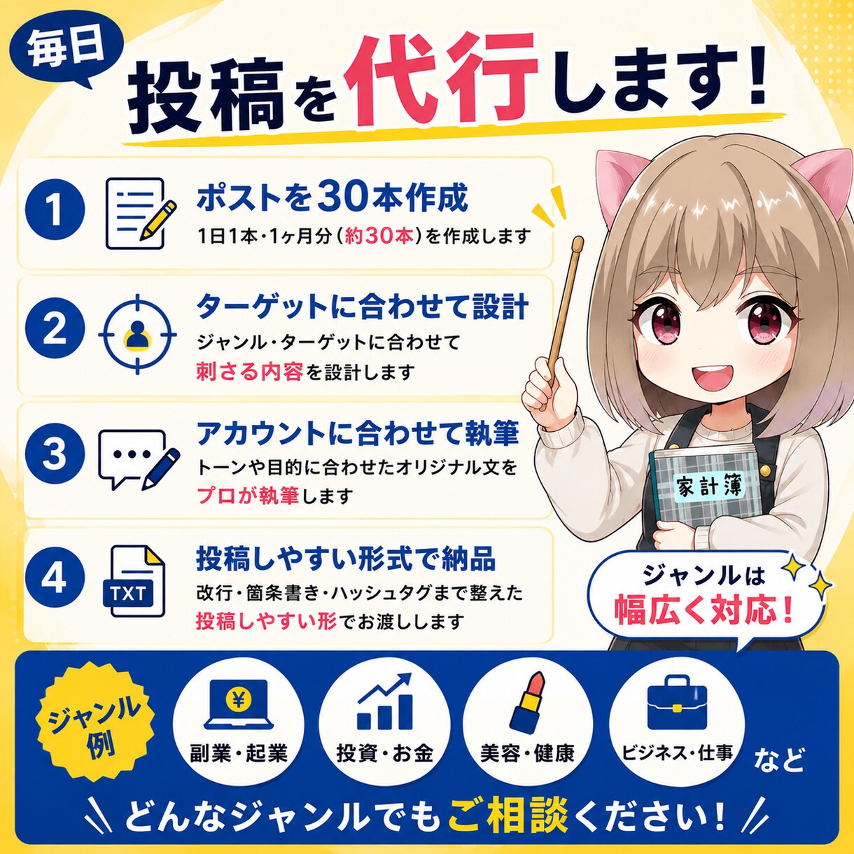フォロワー8万のプロがXで伸びる投稿を作成します 8万フォロワーを育てた運用ノウハウで、伸びる型のポストを作成 イメージ3