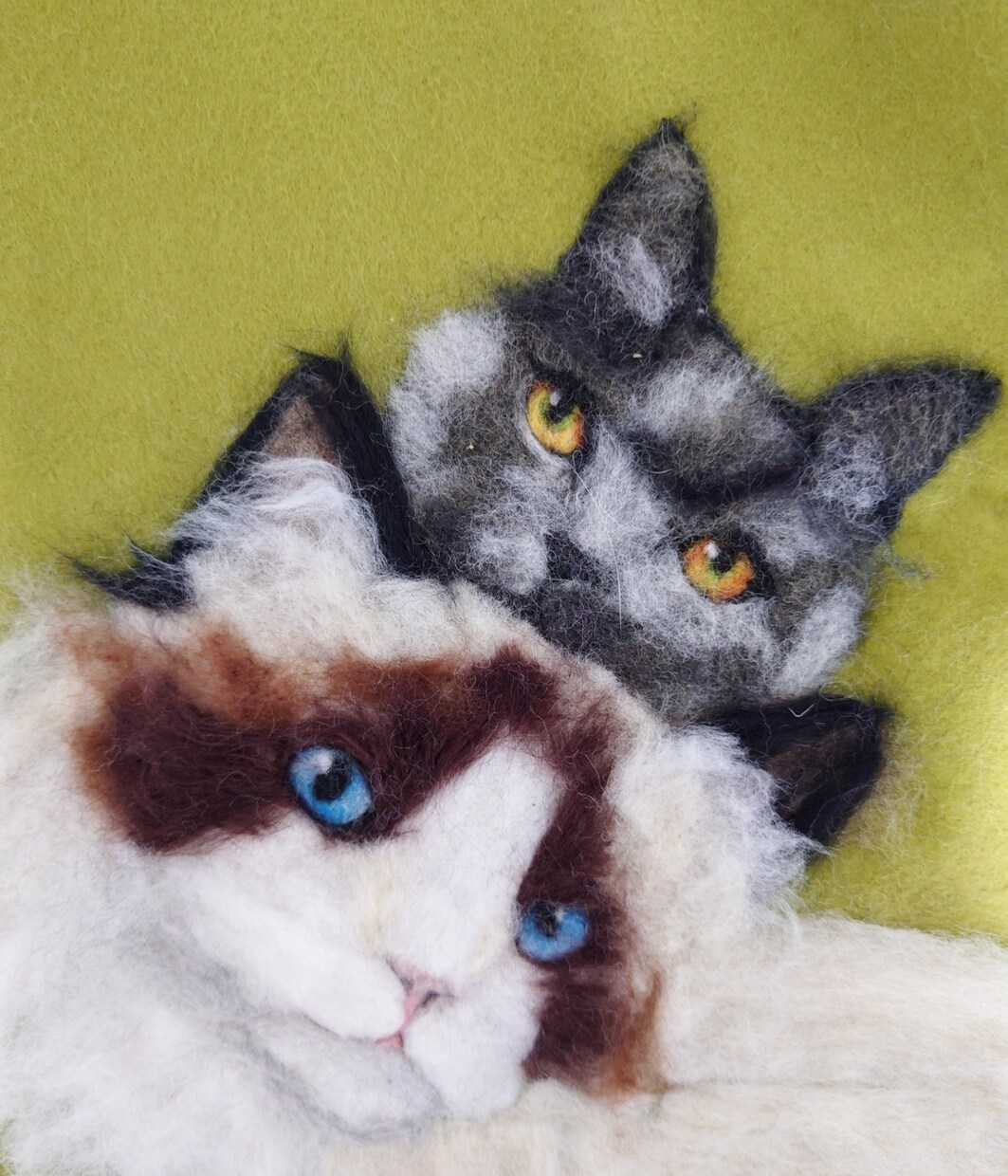 羊毛画であなたの猫ちゃんをそっくりに作ります どこにもない平面の羊毛アート！2L(13cm×18cm) イメージ4