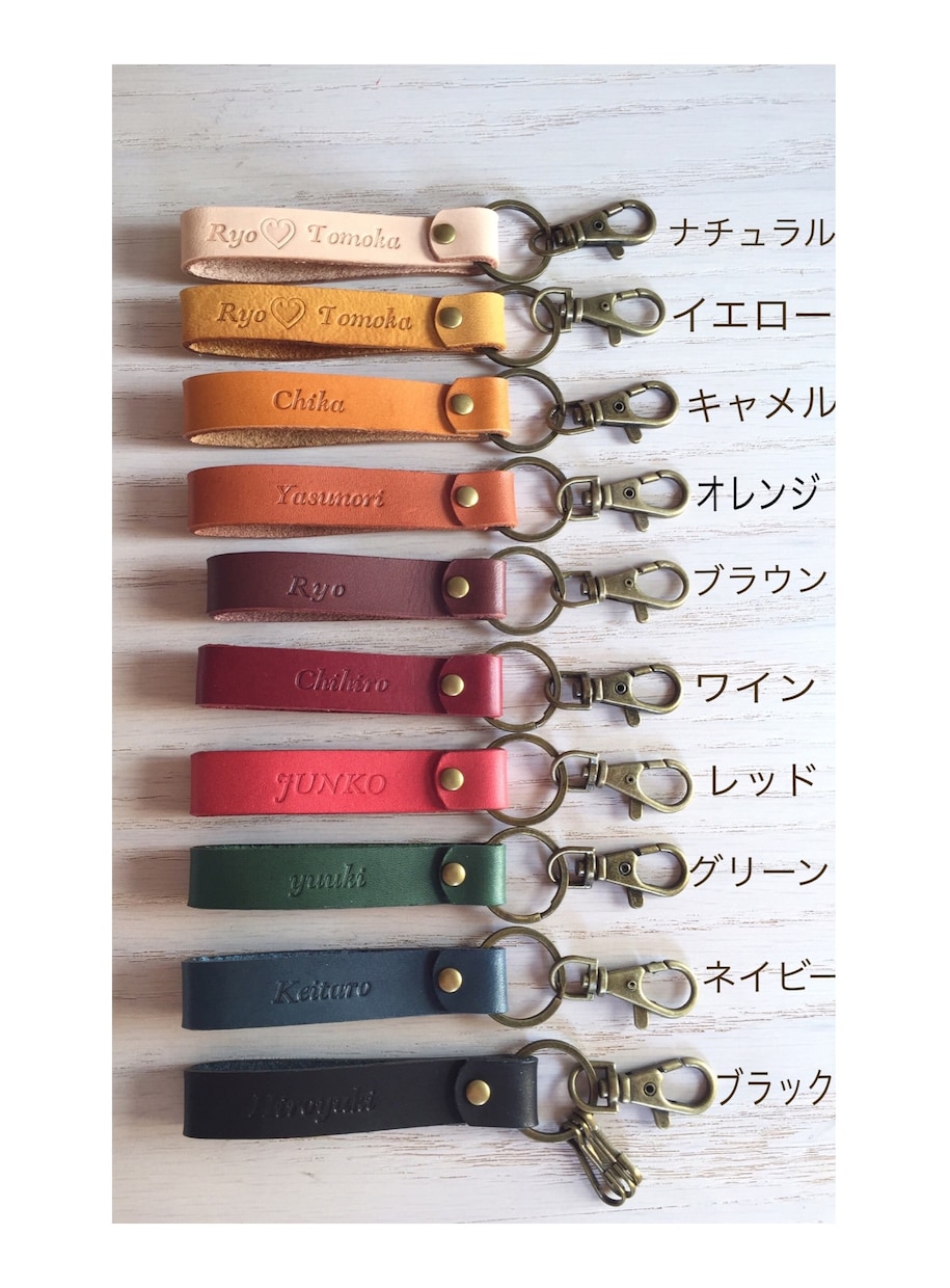 刻印入りレザーキーホルダーをお作りいたします 記念日や名前を刻印した世界にひとつのオリジナルキーホルダー♪ イメージ1