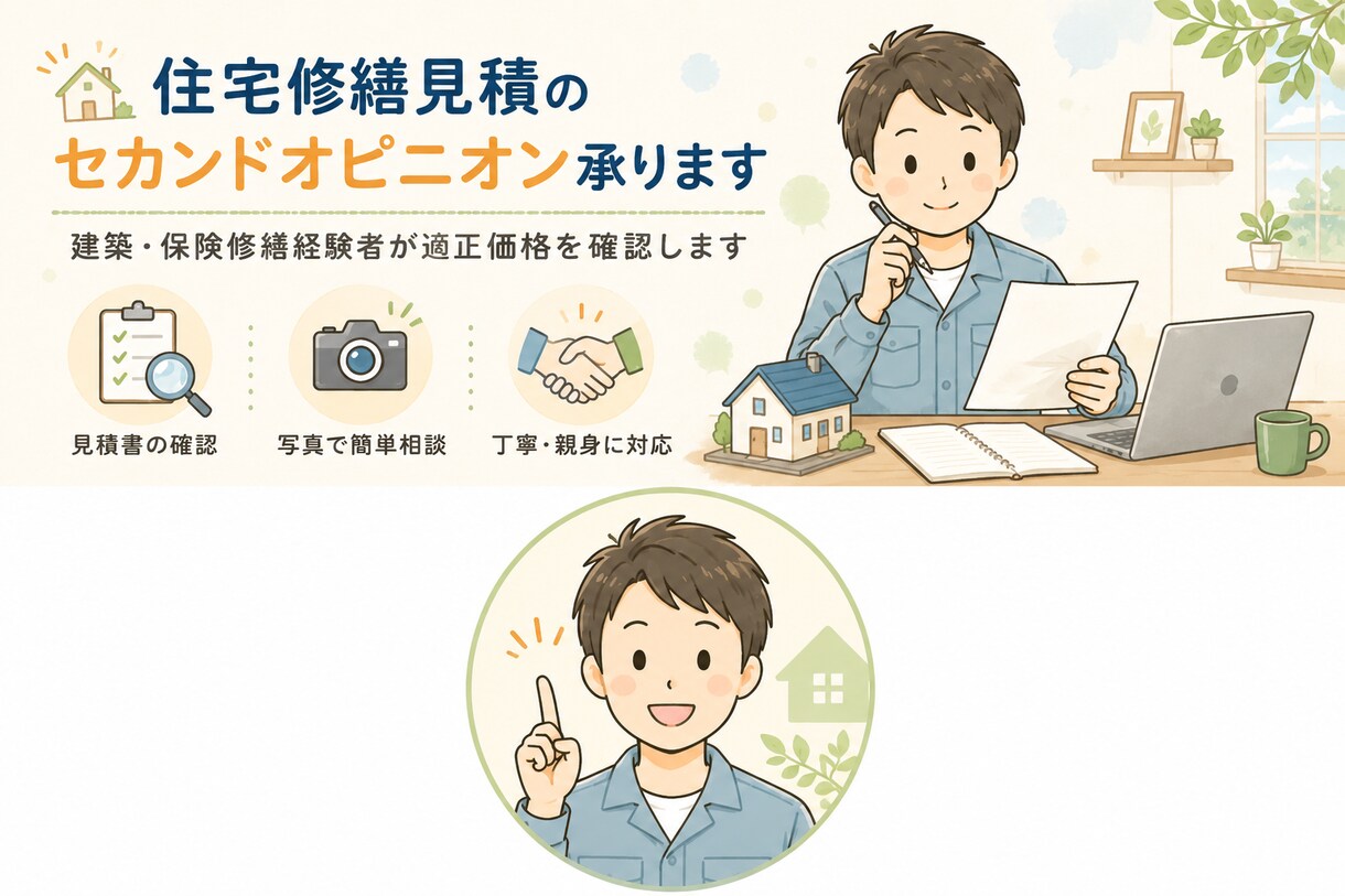 リフォーム見積・住宅修繕見積を診断します 建築・保険修繕経験者が適正価格を確認します イメージ1