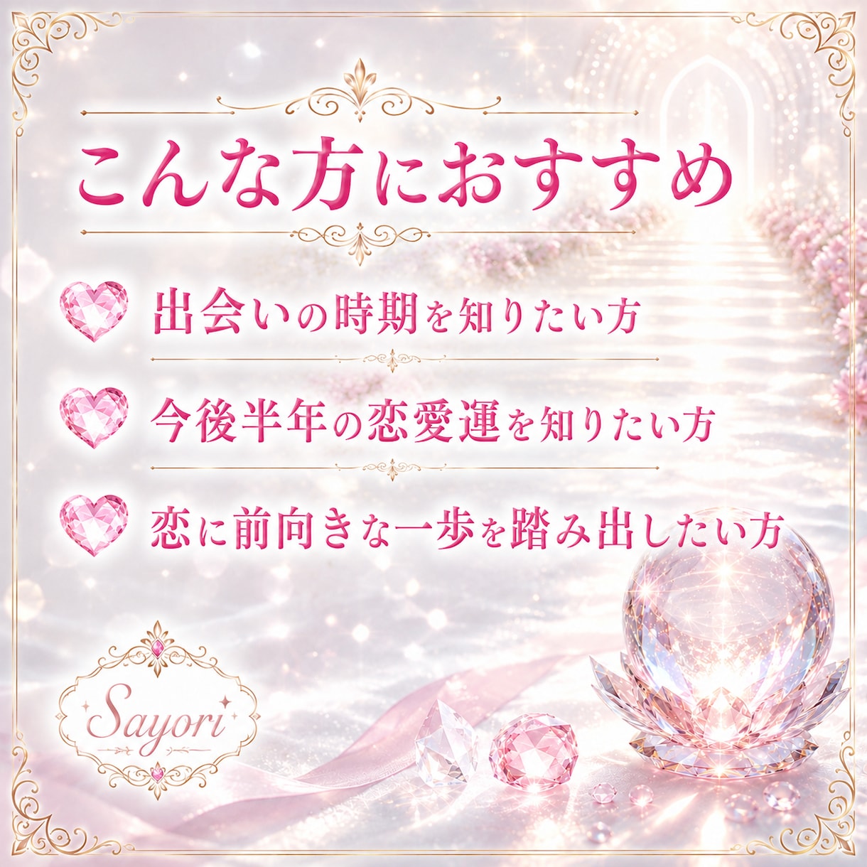 今後半年の出会の時期と恋愛運を読み解きます 運命の出会いがいつ訪れるのかを深く鑑定します イメージ2