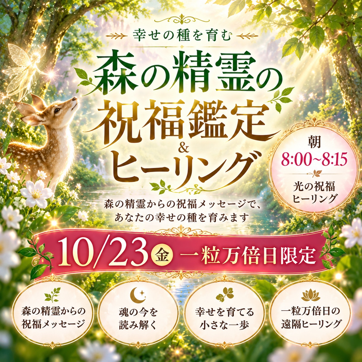 吉日限定｜森の精霊の祝福鑑定とヒーリングをします 一粒万倍日の朝、幸せの種に光と祝福を届けます イメージ1