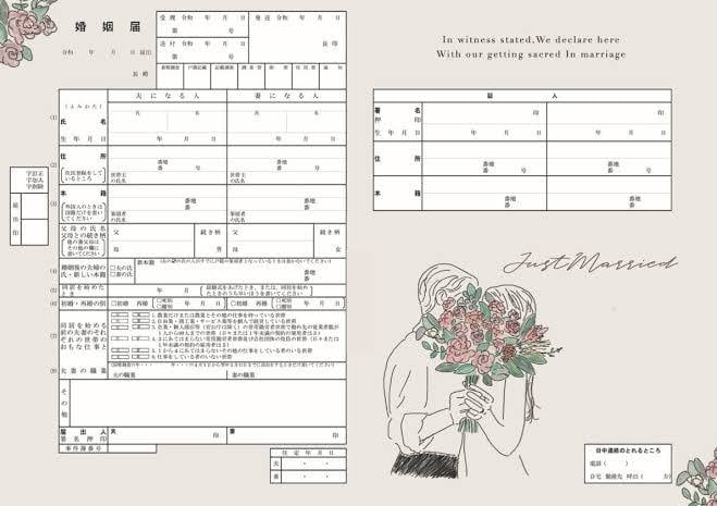 婚姻届【完全オリジナル・郵送込み】制作します テンプレートを使用しない完全なオリジナル婚姻届です！ イメージ2