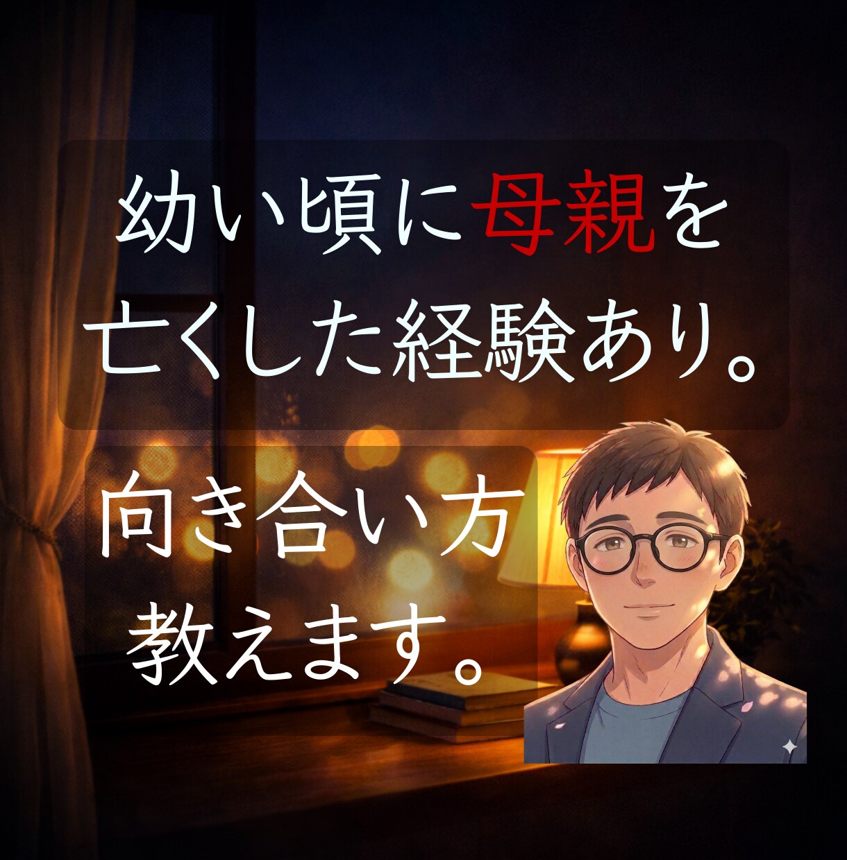 幼い頃に母親を亡くした経験あり。向き合い方教えます 不安｜悲しみ｜絶望｜そんな寝れない夜。一緒に寄り添います。 イメージ1