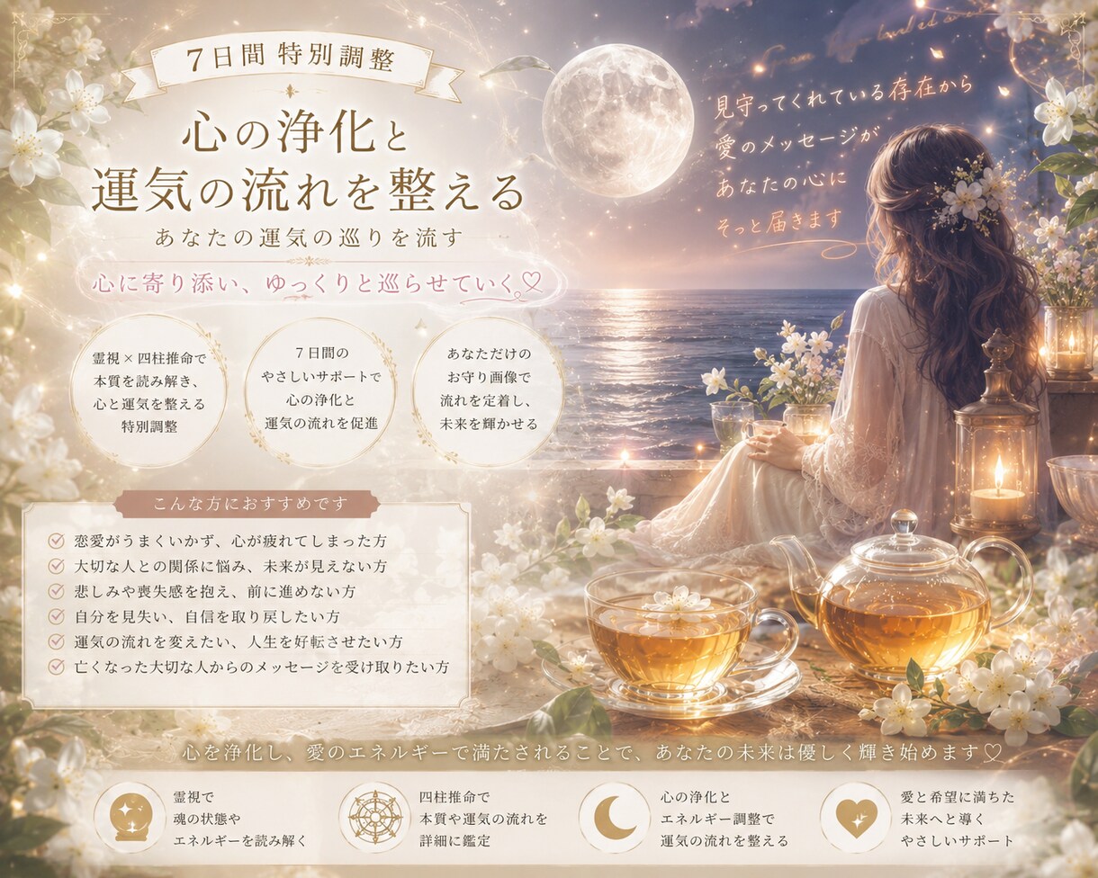 月1名限定、7日かけて人生全体の流れを調整します 未来を変える準備を始めませんか？ イメージ2