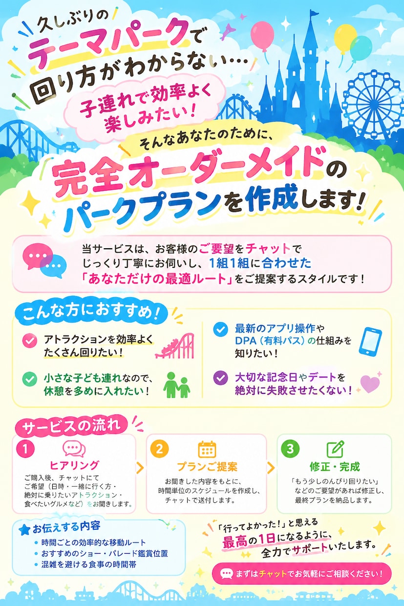 もう迷わない！ディズニー徹底攻略プラン提案します 久しぶりでも大丈夫！あなただけのタイパ最強ルート！ イメージ1