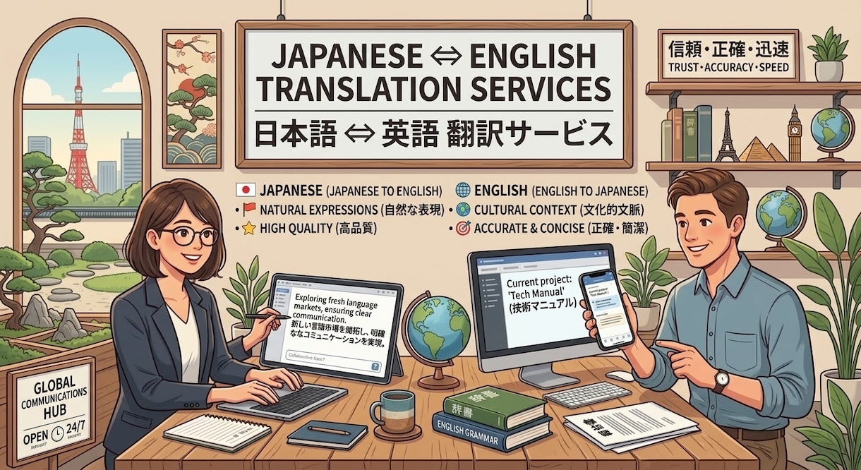 自然で伝わる日英翻訳をお手伝いします 直訳じゃない心に届く言葉であなたのやり取りをサポートします イメージ1
