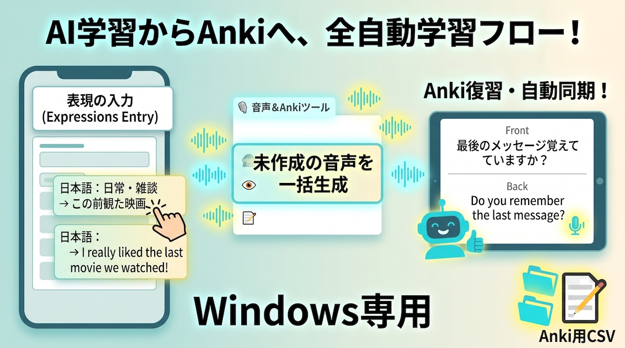 AI英会話を1クリックで音声化＆Anki同期します Ankiで使える音声付き教材を簡単作成 イメージ2