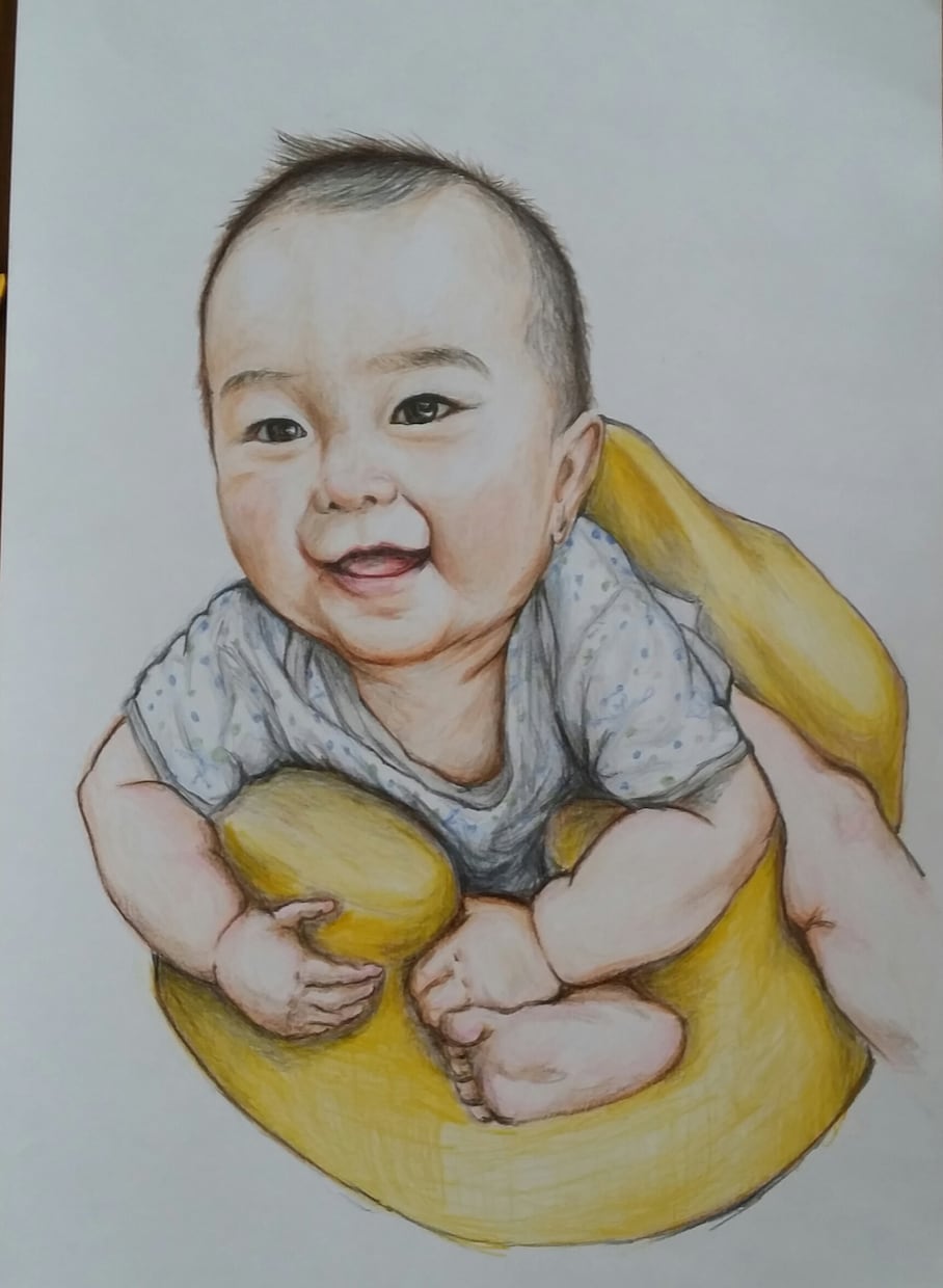 お子様、お孫さんや大切なご家族のお気に入りの写真からリアル似顔絵を作成いたします。 イメージ1