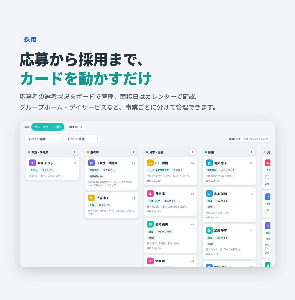 グループホームの入居・採用管理アプリ作ります 月額0円。入居も空室も採用も、1つの画面で管理 イメージ5