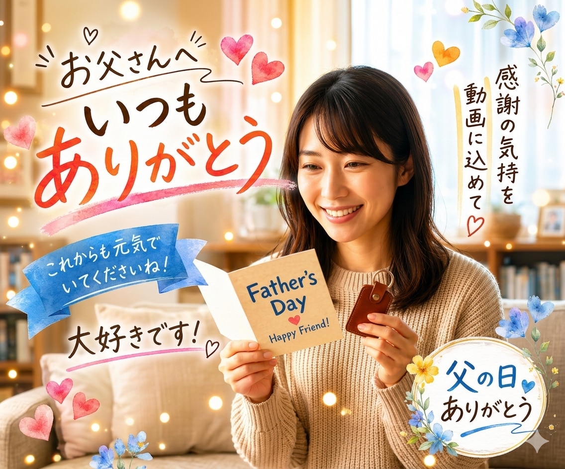 父の日ありがとう動画｜写真で制作します 写真を送るだけ｜スマホ縦型60秒・最短2日納品 イメージ1