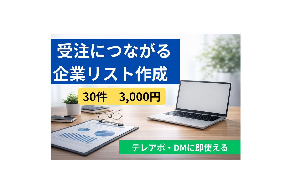 テレアポ・DM用営業リスト30件作成します 営業に使える企業リストを作成します。 イメージ1