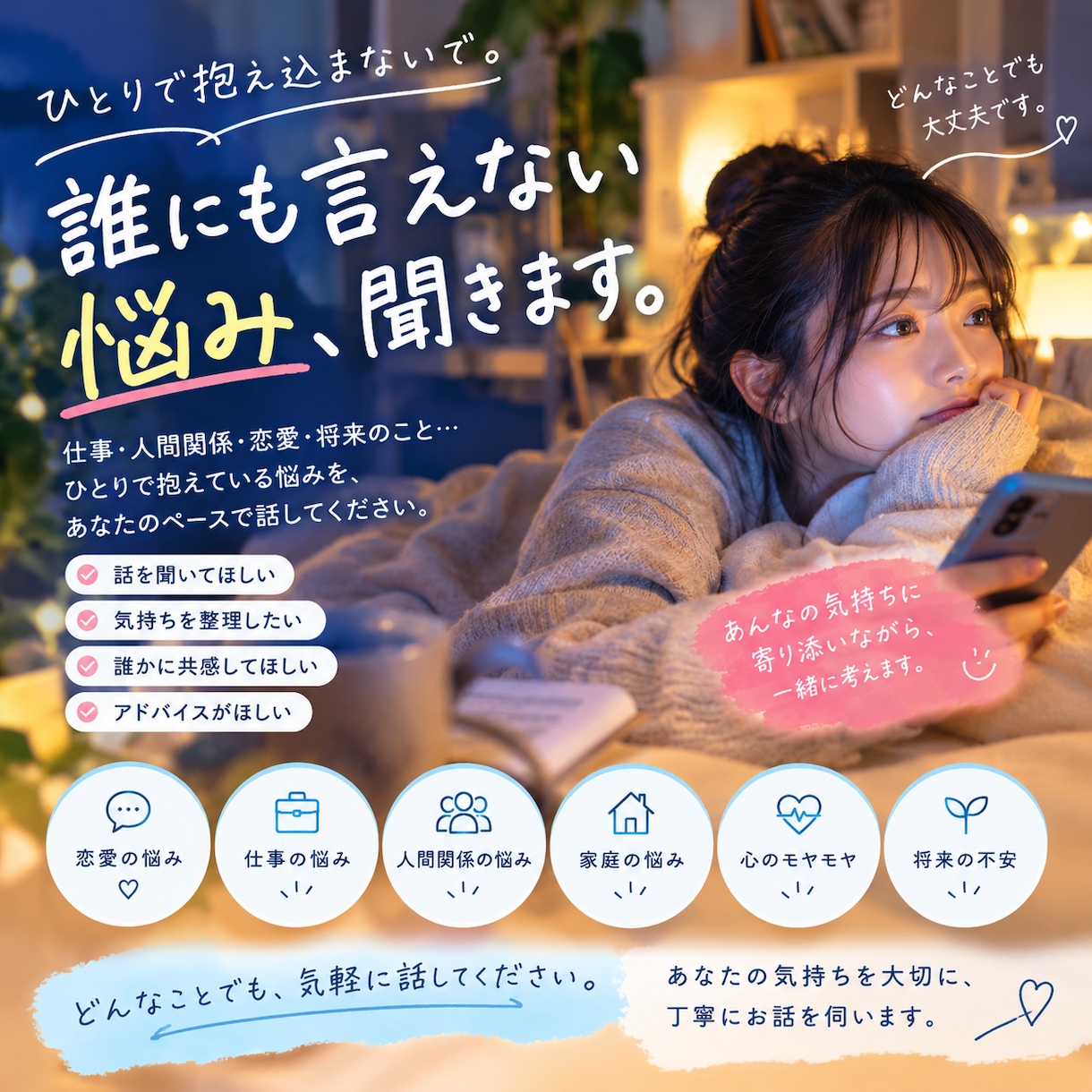 誰にも言えない悩み聞きます どこに相談しても同じと思ってる方お待ちしてます イメージ1