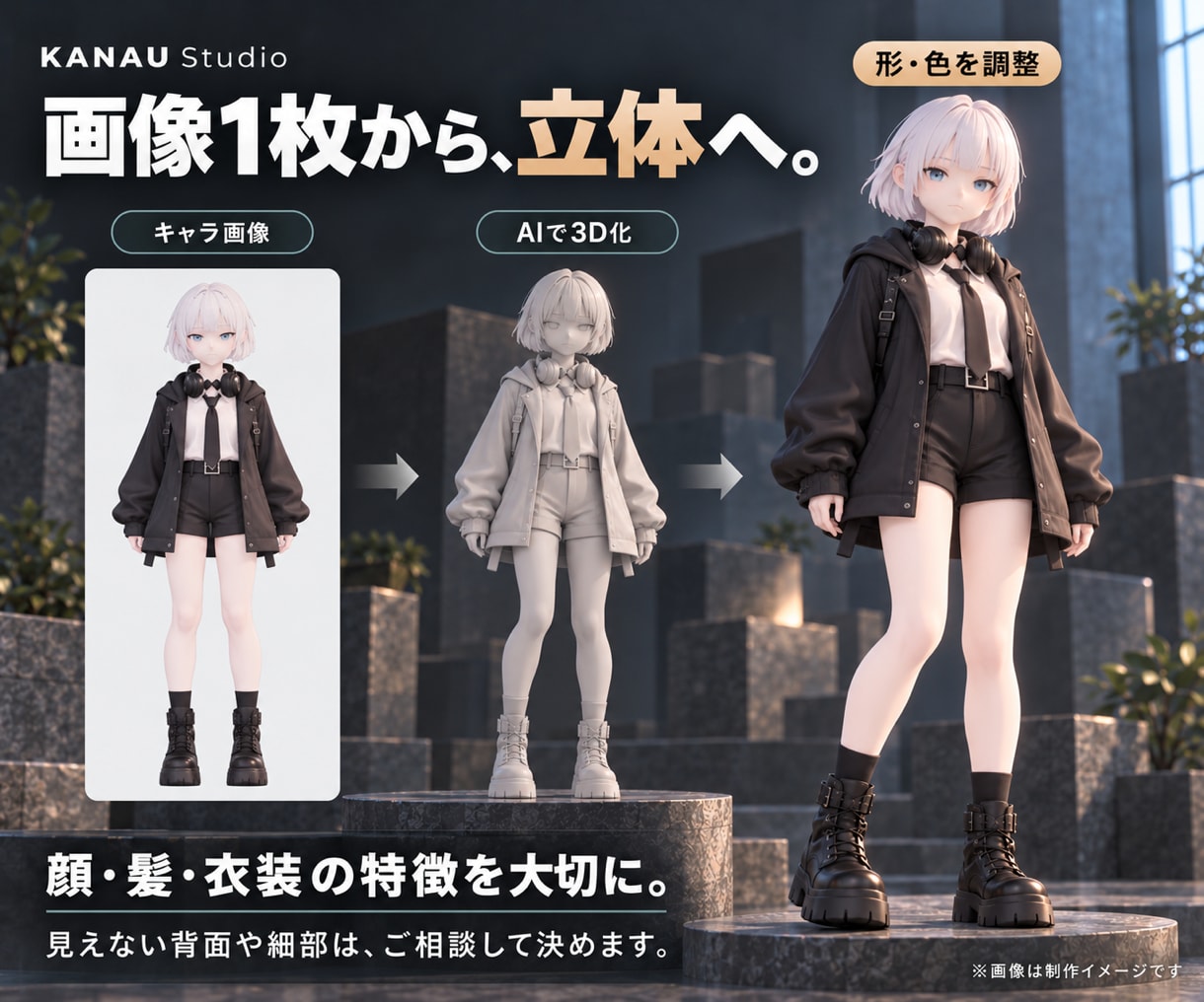 画像からオリジナル3Dキャラを制作します ゲーム・動画・配信・フィギュア向け｜AI活用3D制作 イメージ3