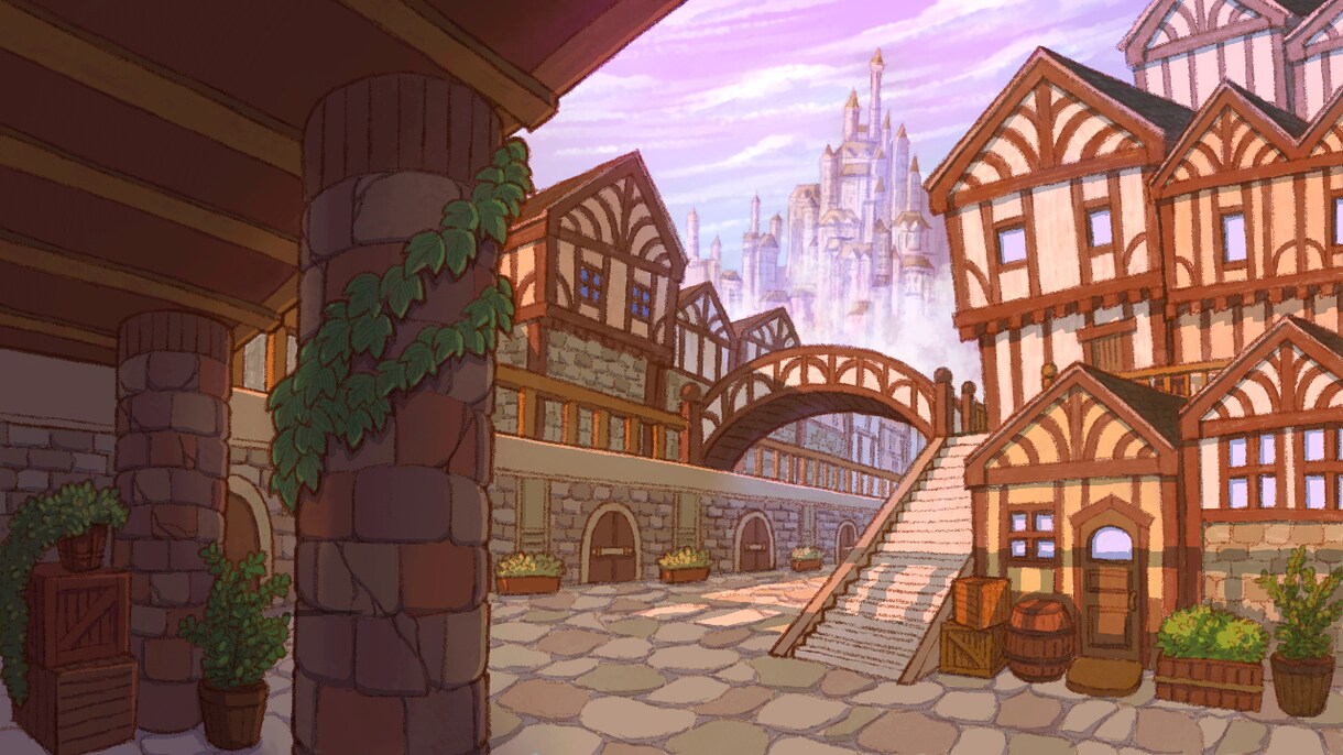 温かみのあるファンタジー背景イラスト制作いたします ヘッダー・動画等を温かい背景イラストで彩ってみませんか イメージ1