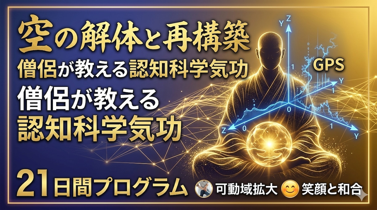 空の認知科学気功｜僧侶が21日間伴走伝授します 科学×仏教。縁起を操り執着を消去、圧倒的な自己確信を確立。 イメージ1