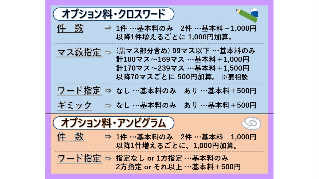オリジナルクロスワード／特製アンビグラム作ります （このスペースに何か欲しいなぁって時……隙間を埋めます！） イメージ3