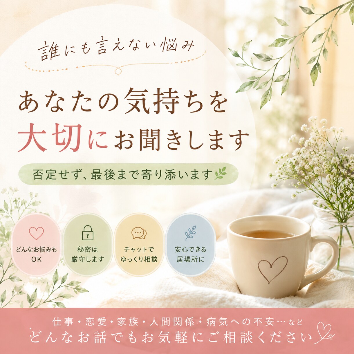 ３日間、あなたの味方になります 答えを押し付けず、あなたの気持ちに寄り添います イメージ1