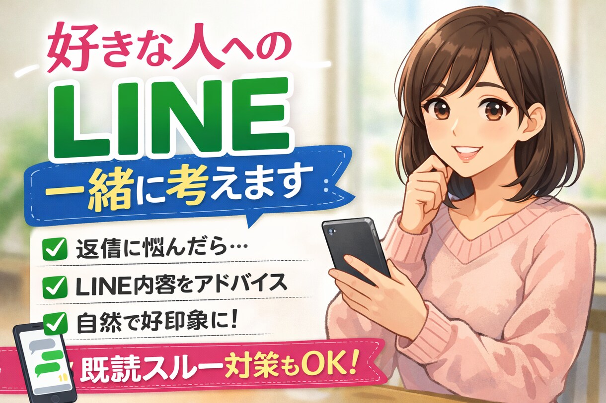 好きな人へのLINE一緒に考えます 自然で好印象な返信を一緒に考えます。 イメージ1