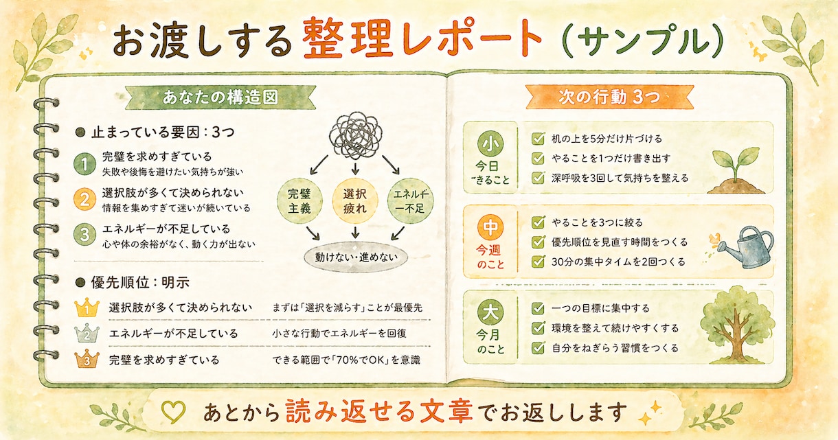 AIで整理しても進めない悩みを言語化します 「動けない側を知る支援者が、3往復で整理します【先着5名】」 イメージ3