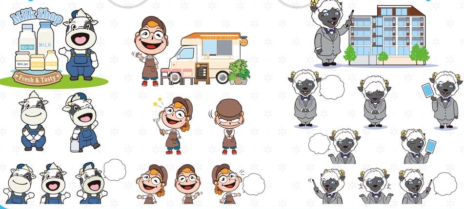 キャラクターイラストをセットパックでご提供します オリジナルキャラをHPなどで使いやすいポーズセットでご提供！ イメージ1