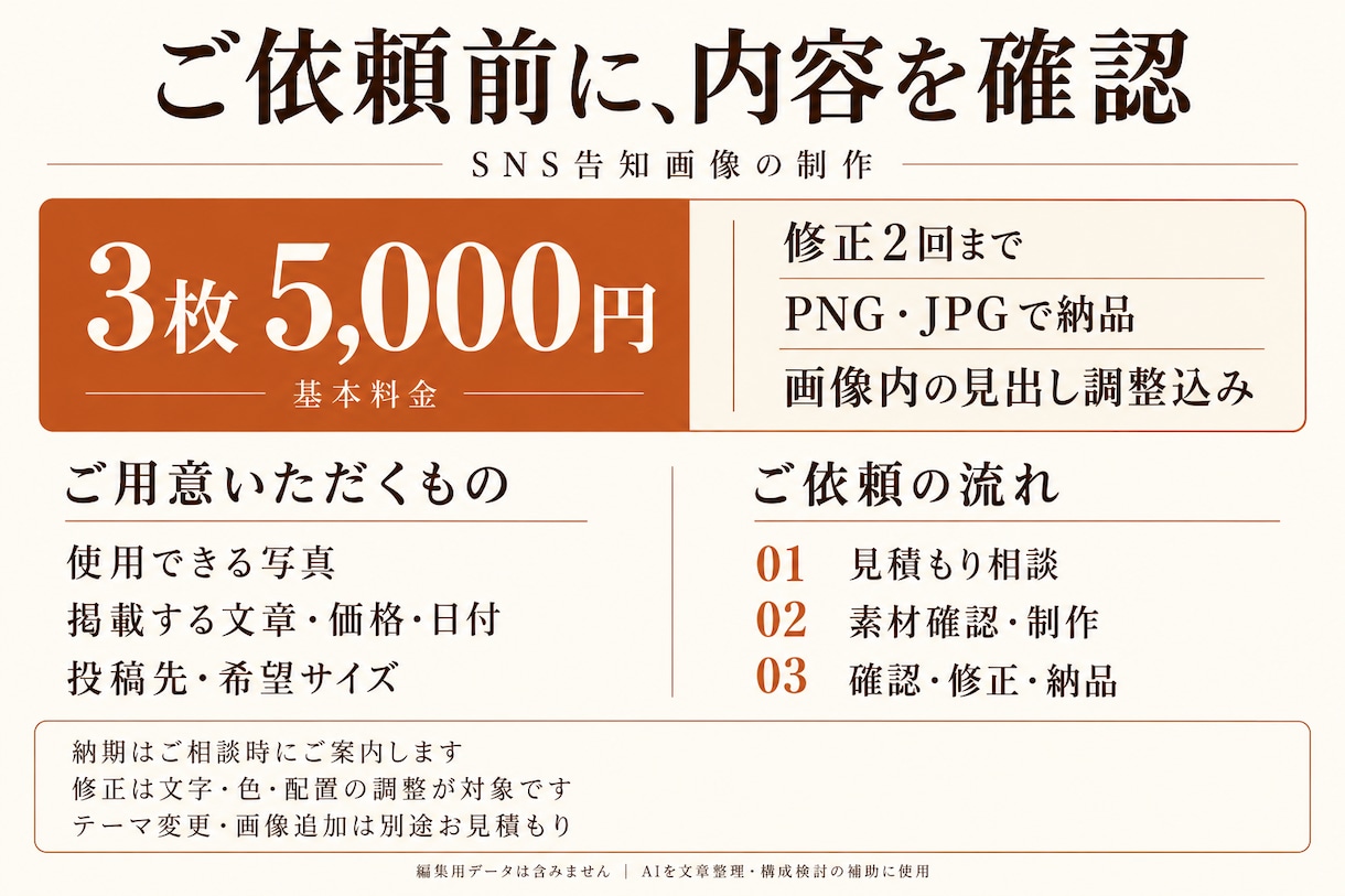 お店の写真でSNS告知画像を3枚作ります 新商品やキャンペーンを、見やすく伝わる一枚に イメージ2