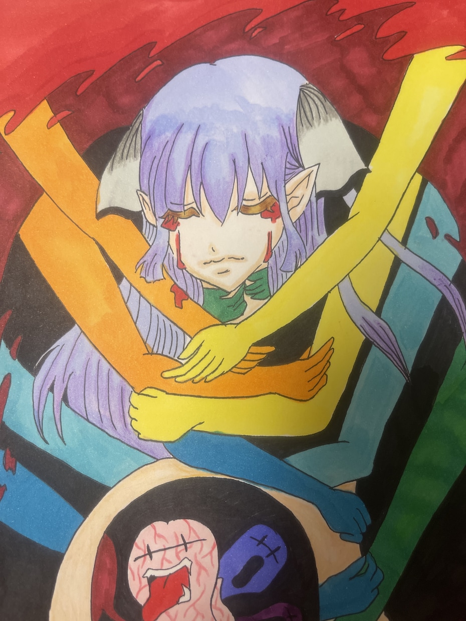 自己の感情を表現した作品を作成します お母さん一度くらい抱きしめて。 イメージ2