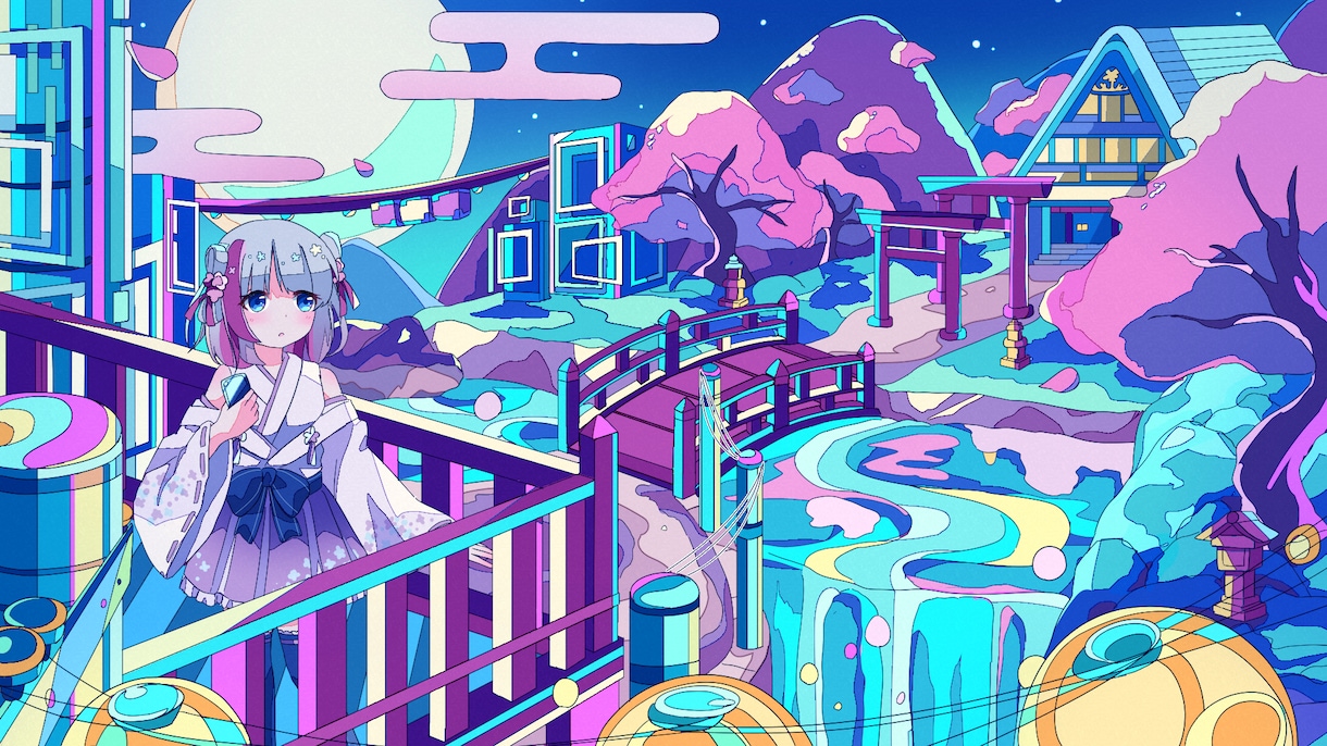 背景込みのカラフルなイラストを描きます 壁紙や一枚絵、サムネイルなど制作します イメージ8