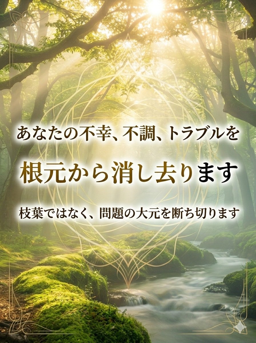 あなたの不幸、不調、トラブルを根元から消し去ります 枝葉ではなく、問題の大元を断ち切ります イメージ1