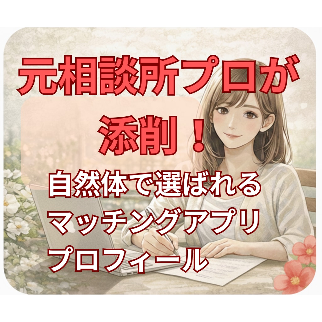 元相談所プロが添削。魅力が伝わるプロフを作成します 男女対応。構成と文章を整え、あなたの誠実な魅力を言語化します イメージ1