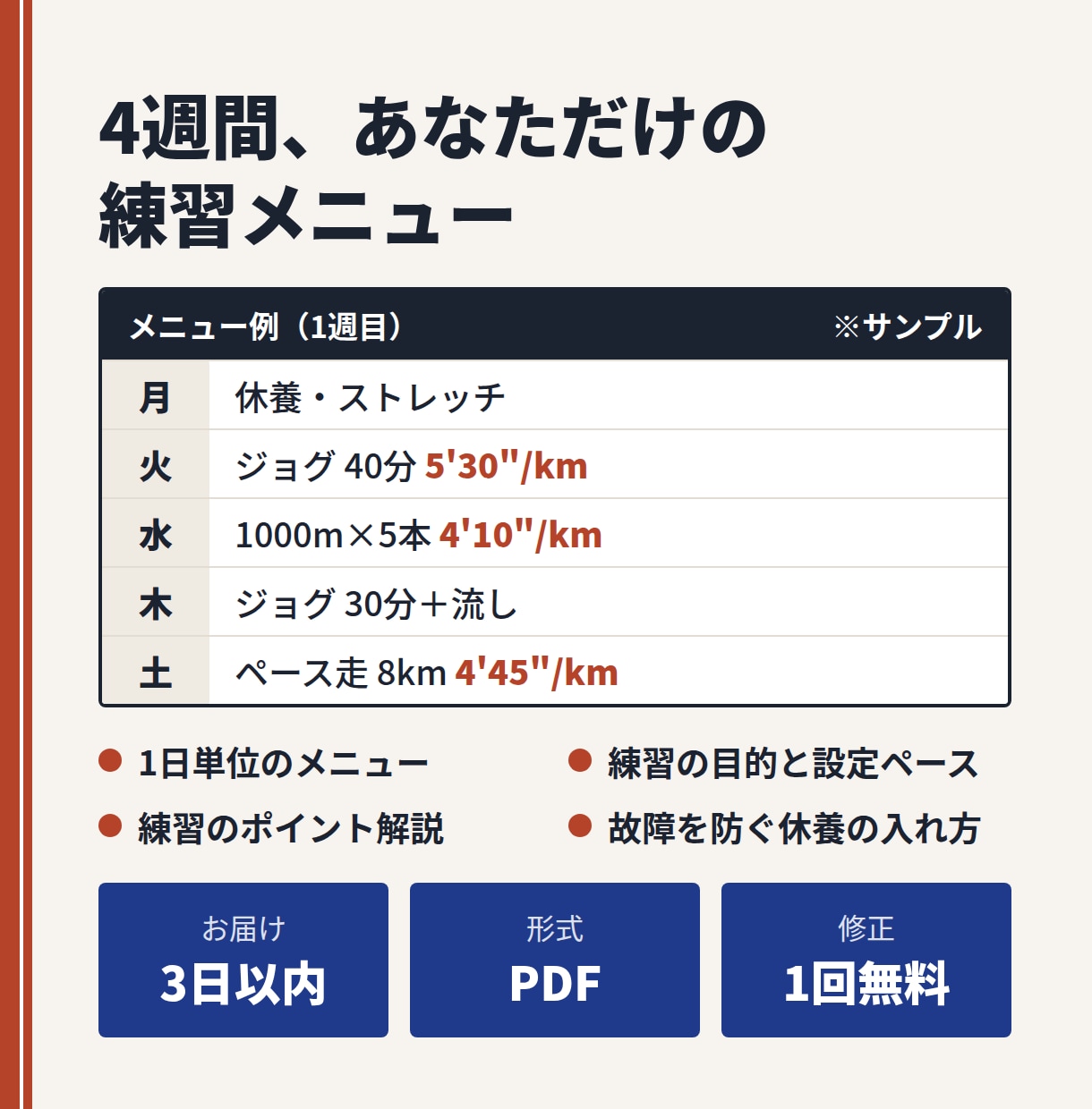 箱根予選会経験者があなた専用の練習メニュー作ります 5000m14分10秒台ハーフ64分の元選手が本気で考えます イメージ3