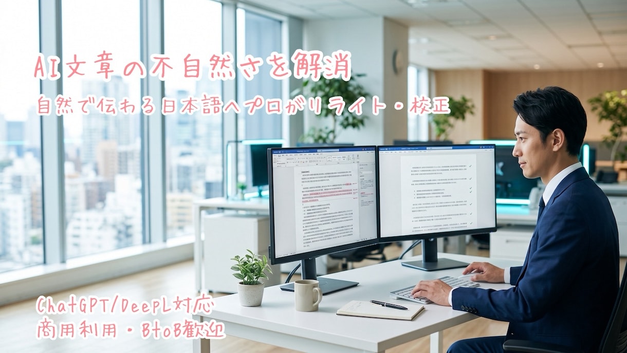 不自然なAI文章を自然な日本語へリライトします ChatGPTや翻訳文の違和感を解消！商用利用・BtoB対応 イメージ1