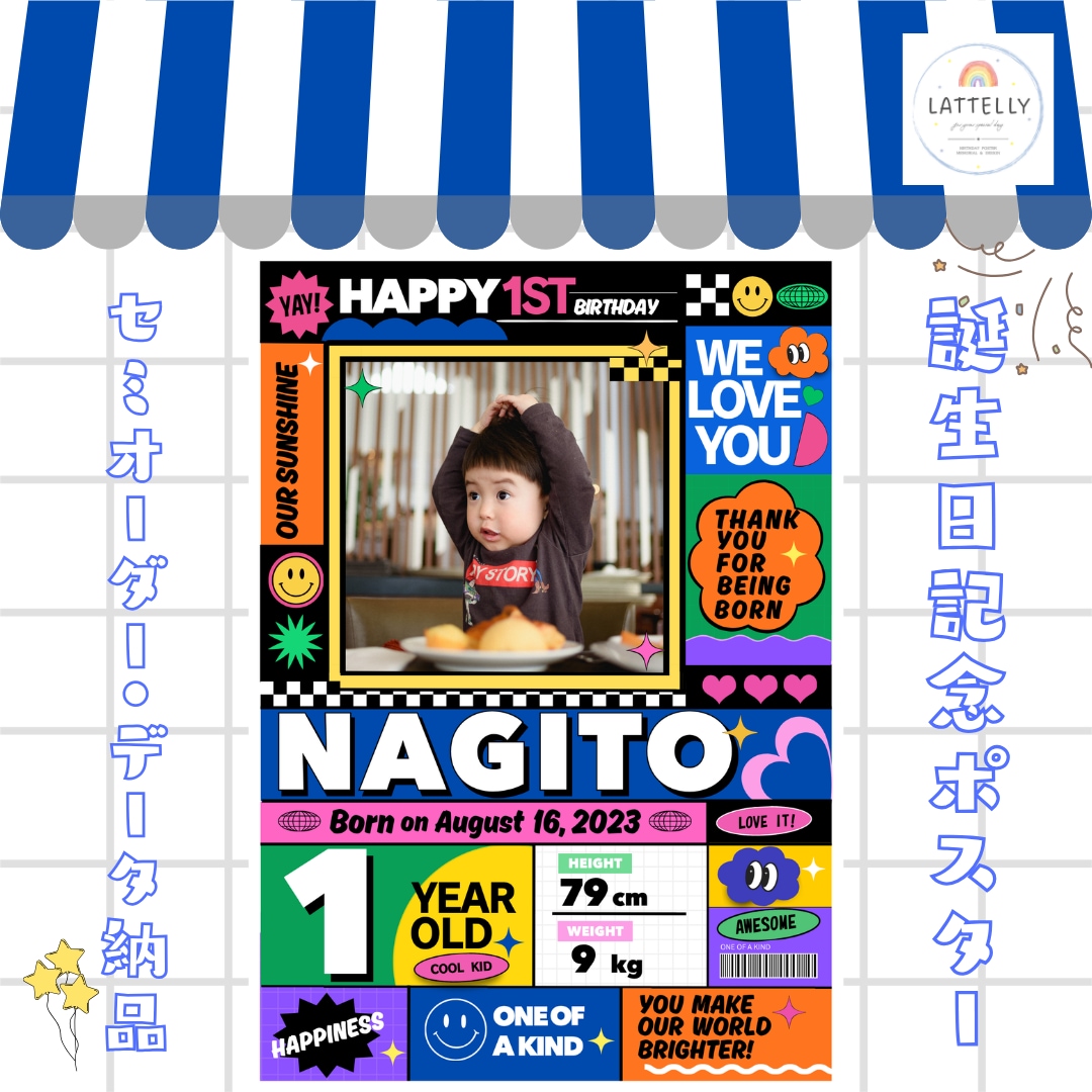1歳の記念に♡名入れバースデーポスター作ります 写真とお名前で作る世界に一枚だけの記念ポスター イメージ1