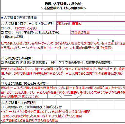 大学職員志望動機ES（最新）を現役職員が提供します 新卒〜転職 直近通過ES10大学以上＋落選分析つきで提供 イメージ3