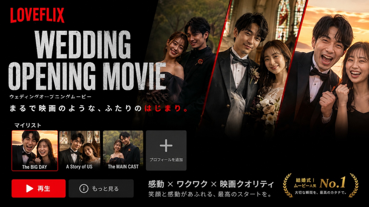 Netflix風オープニングムービープロが作ります 好きな音楽を選んで写真とコメントを送るだけで最高のOPが完成 イメージ2