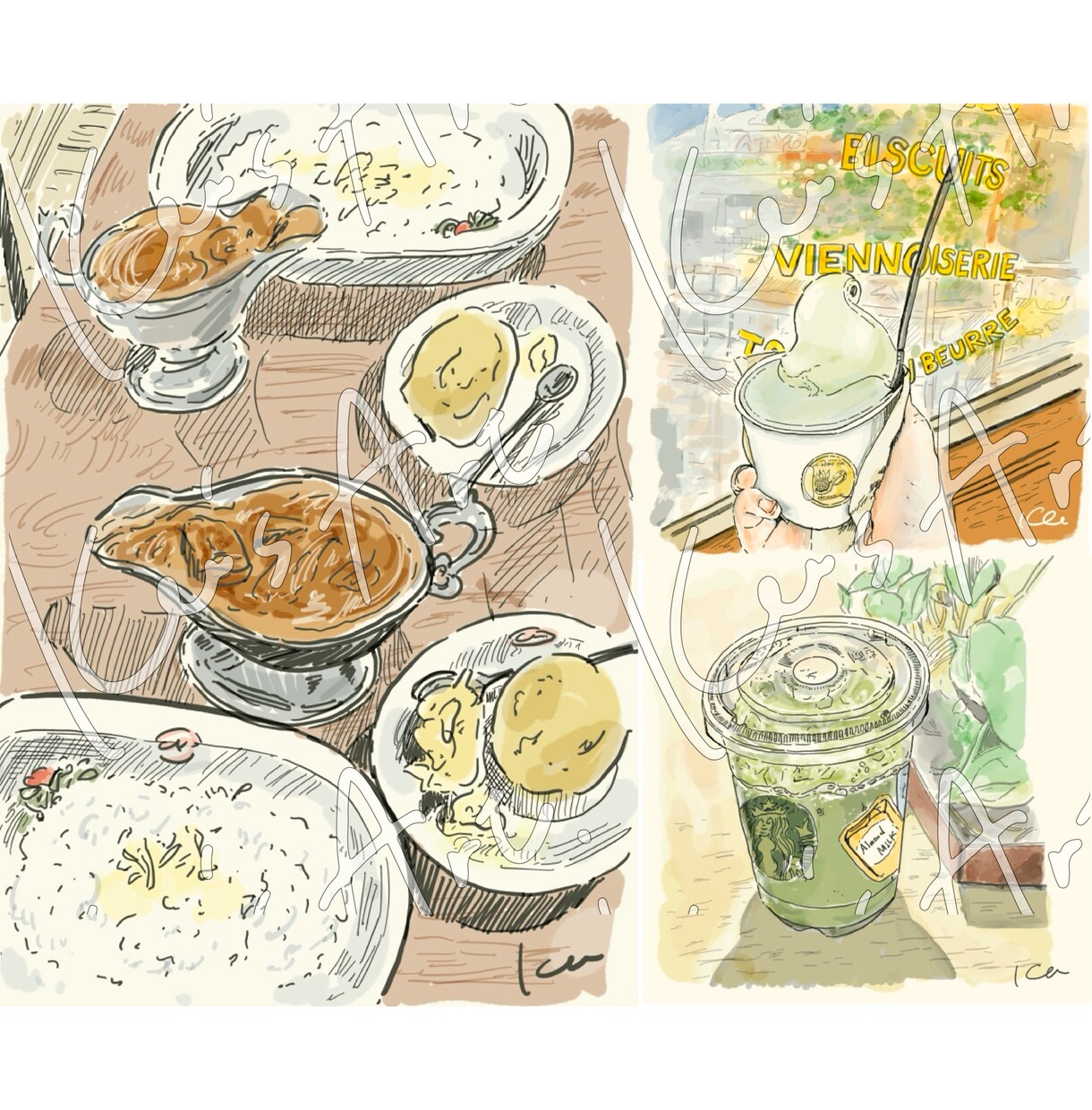 あなたの美味しかった思い出の食べ物をお描きします 商用可！手描き感満載♪実物より美味しそうでおしゃれに◎ イメージ7