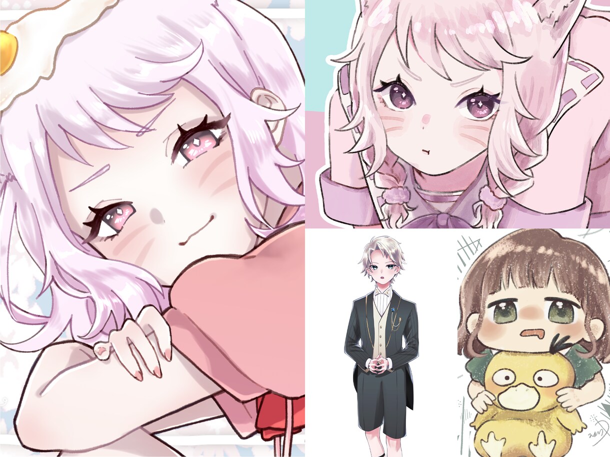商用可◎ 柔らかい雰囲気の可愛いイラスト承ります 立ち絵、キャラデザ、デフォルメ、歌ってみた、一枚絵、SNS等 イメージ1