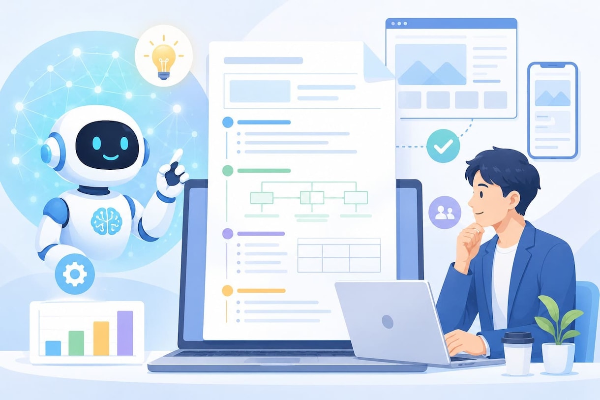 AIで開発できる！Webアプリ要件定義書を作ります 「何を作るか」を整理してAI開発をすぐ始められる イメージ1