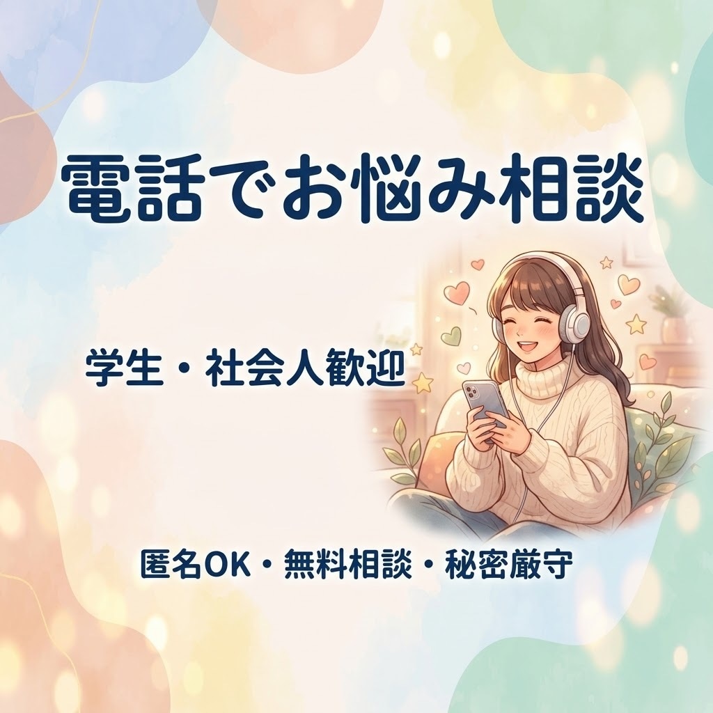 学生・社会人のお悩みを電話で丁寧に聞きます 夜も対応可。学生・社会人専門の聞き役です イメージ2