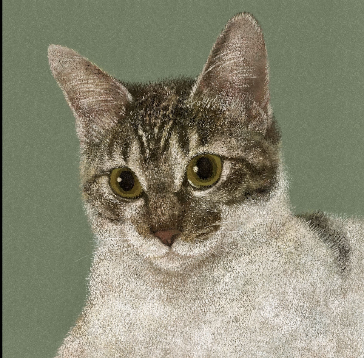猫さんの肖像画を描きます 絵本の様な、油画・日本画の様なデジタルイラストです。 イメージ3