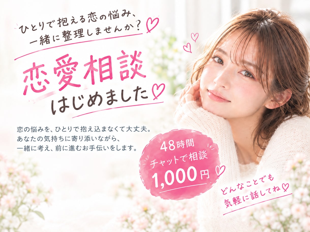 恋愛の悩み、一緒に整理します 好きな人のことで悩んでいるあなたへ｜48時間恋愛相談 イメージ1