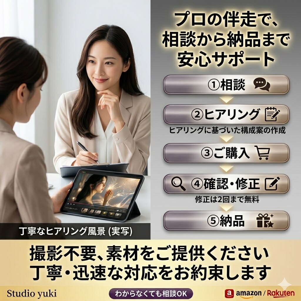 他社と差をつける魅力。伝わり選ばれる動画制作します 「撮影不要・素材不足もAI補完! 画像・ロゴを提供するだけ」 イメージ4