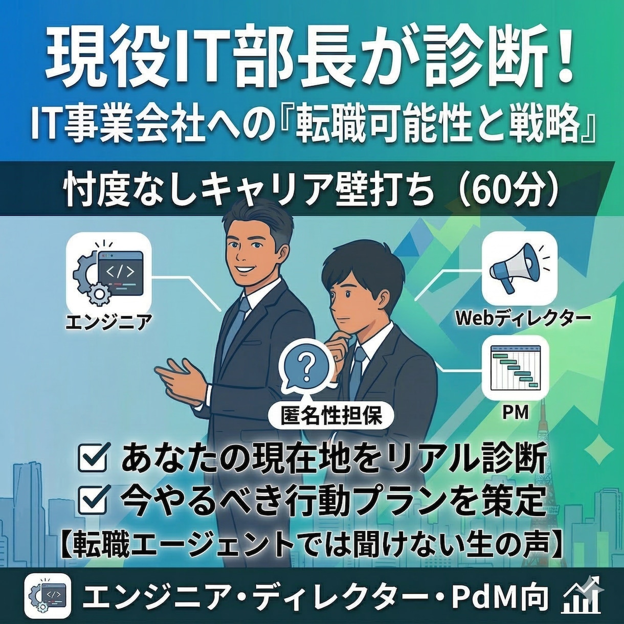 現役面接官がIT業界の転職可能性と戦略教えます 転職エージェントや人事担当者からでは得られない経験ができます イメージ1